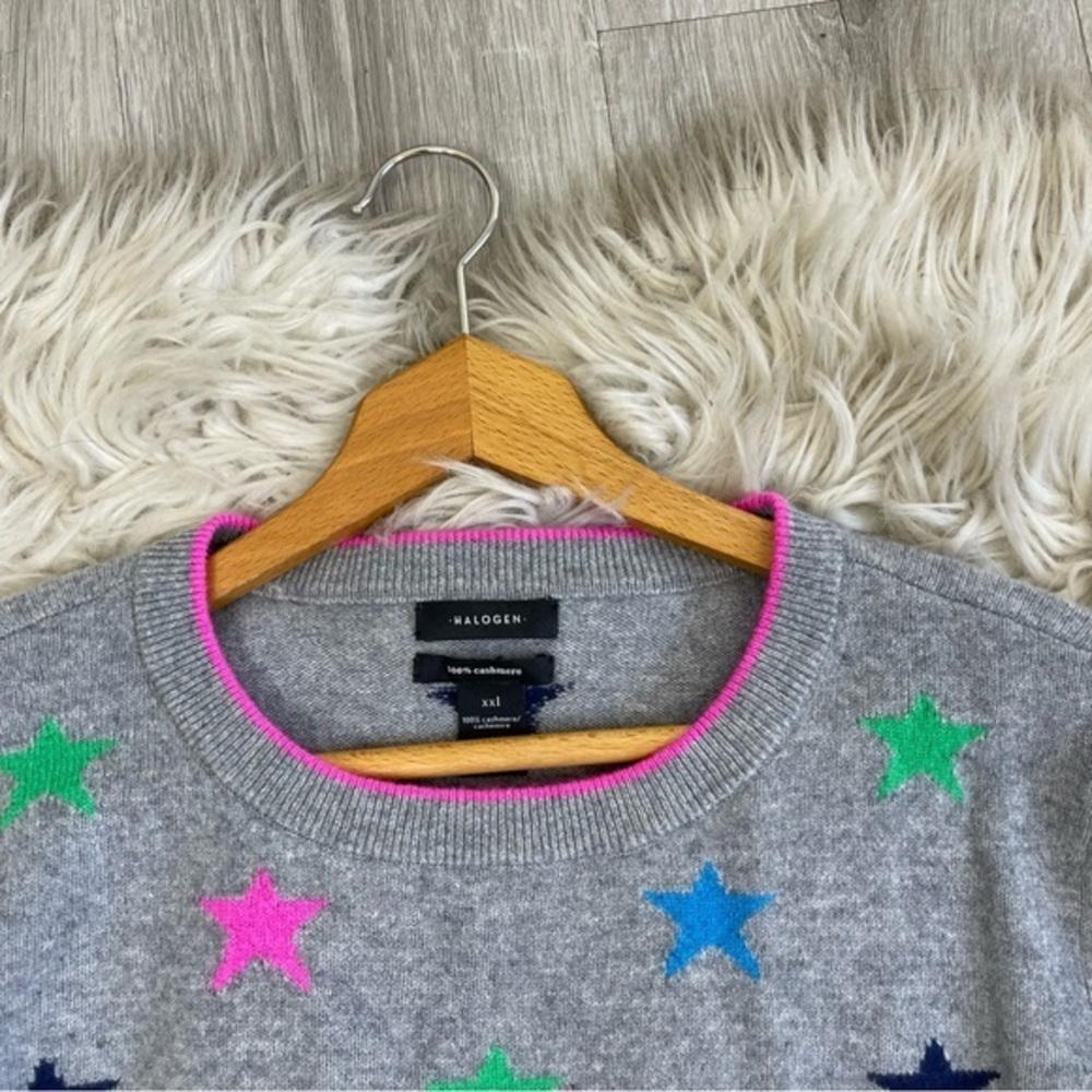 Halogen Cashmere Star‎ Print Colorful Sweater - Picture 3 of 8